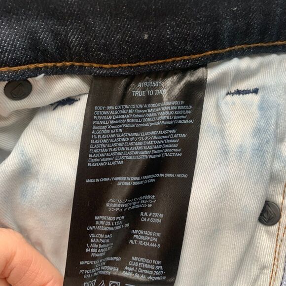 Volcom Vorta Slim Straight Fit Denim Dark Wash Blue Jeans Stretch Men's Size 28 - Picture 8 of 8